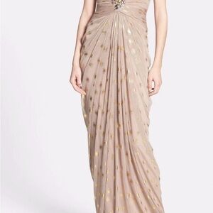 Adrianna Papell Beige Satin Dress